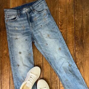 Lucky Brand women’s jeans, slim straight, high waist, Bridgette embellished